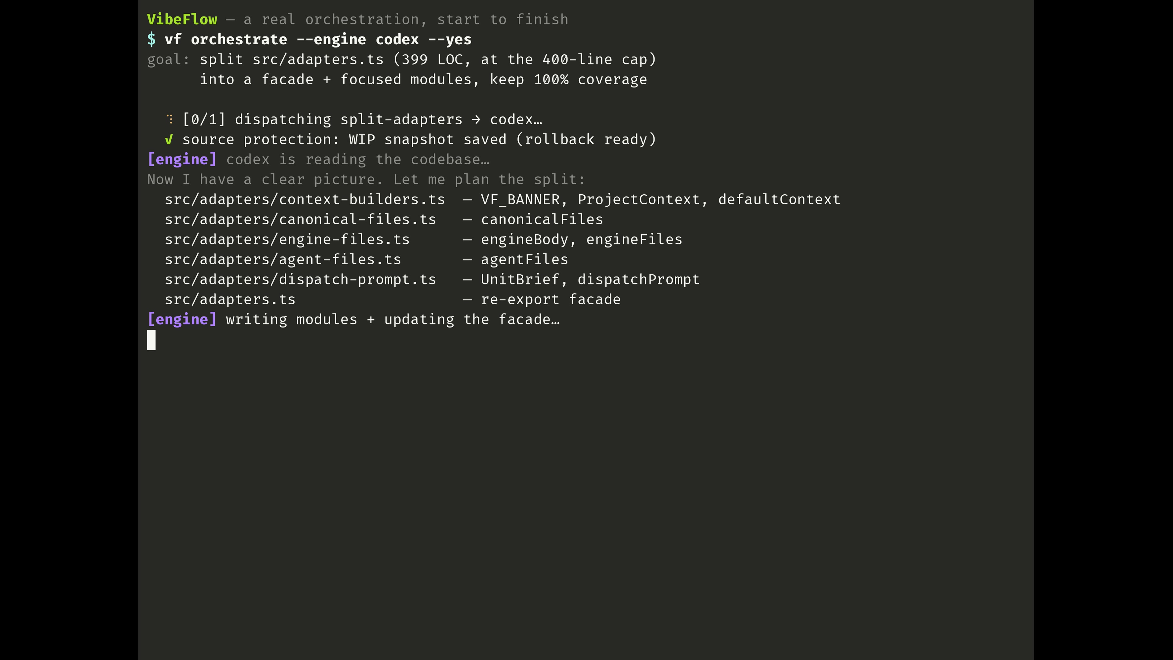 VibeFlow conversation Home and orchestration preview